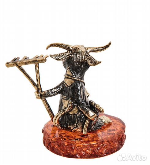 Фигурка Бык селянин (латунь, янтарь) A2163323