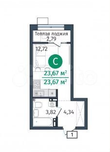 Квартира-студия, 23,7 м², 5/14 эт.