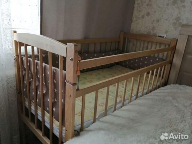 Детская кроватка + матрас + бортики