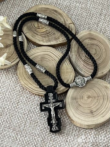 Комплект крест мужской на гайтане с вставками объявление продам