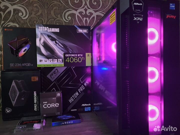 Игровой Пк RTX 4060Ti+ Core i5 12490F/H670/SSD1TB