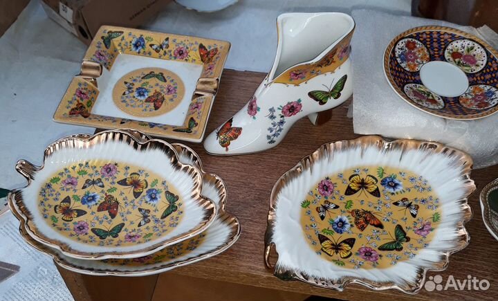 Тарелка сухарница ажурная роза позолота и другие