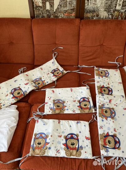 Бортики и балдахин в кроватку для мальчика