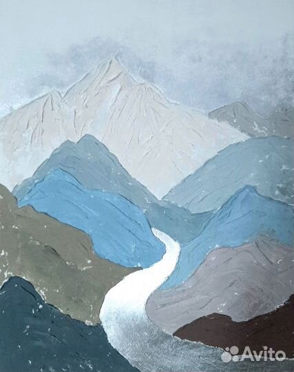 Картина горы Тибет горный пейзаж Белая интерьерная