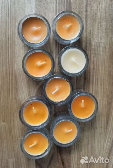 Свечи IKEA glimma со стеклянными подсвечниками