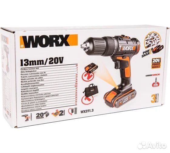 Ударная дрель-шуруповерт worx WX371.3