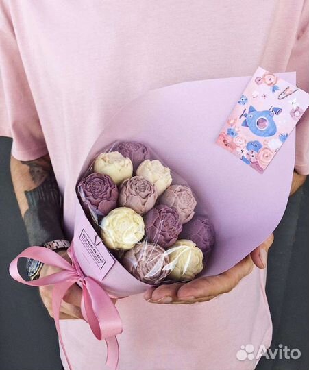 Шоколадные розы пионы съедобный букет