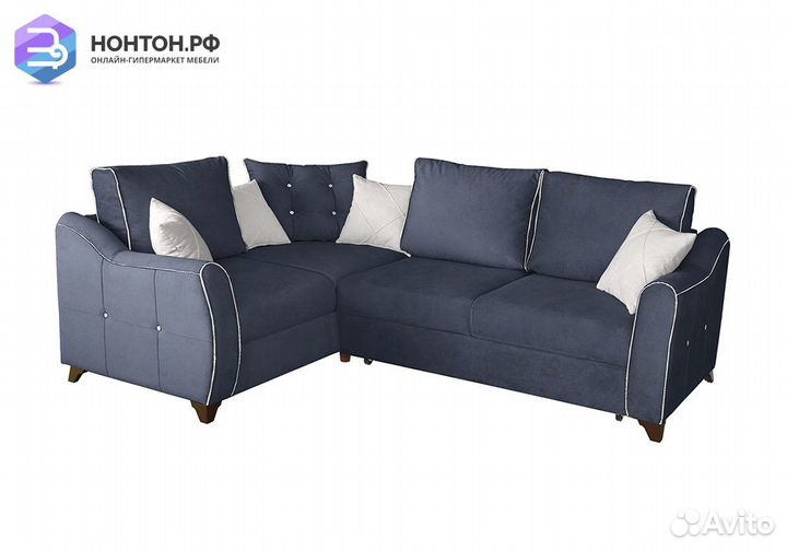 Диван угловой дельфин Френсис светло-синий / светл