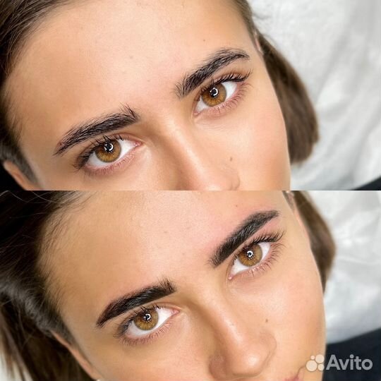 Перманентный макияж пудровые брови губы