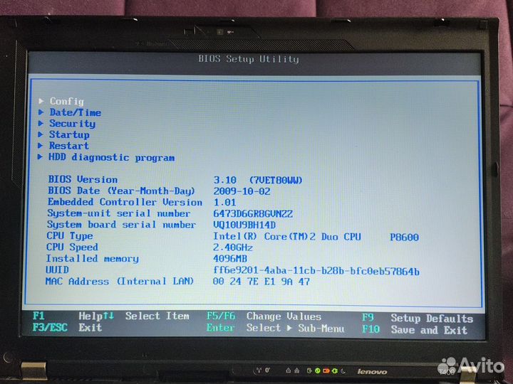 Lenovo T400 P8600 4/0 14