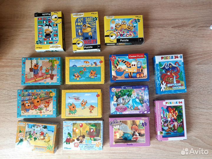 Пазлы новые мини коробки 54 элемента