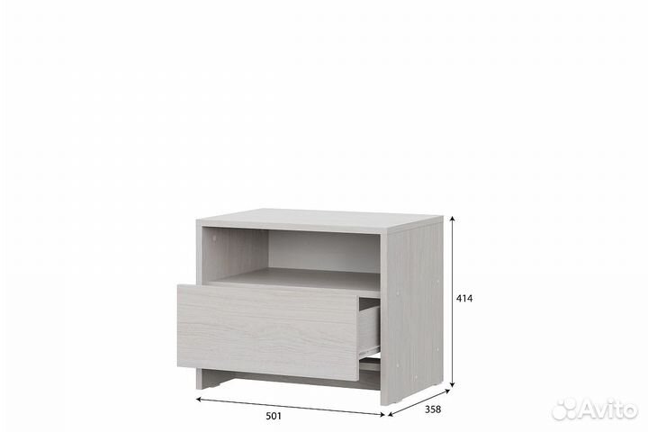 Тумба прикроватная мсп 1 Ясень Анкор светлый (И)