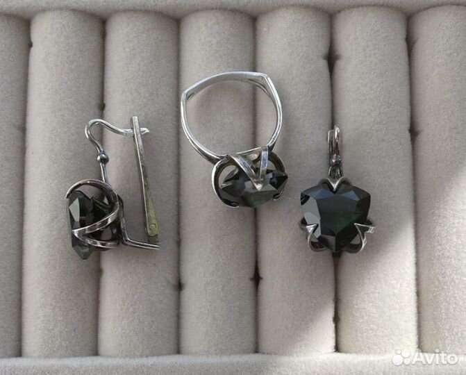 Серьги и кольцо серебряные