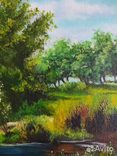 Картина маслом на холсте летний пейзаж