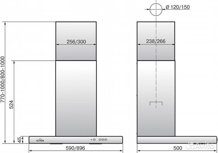 Вытяжка каминная Elikor Квадра 90Н-650-К3Д
