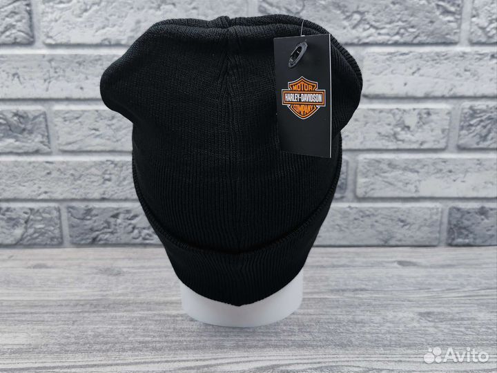 Шапка вязаная Harley Davidson черная цветной лого
