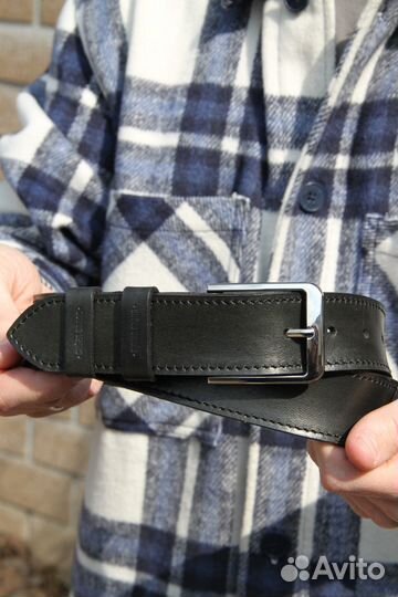 Мужской ремень из кожи буйвола