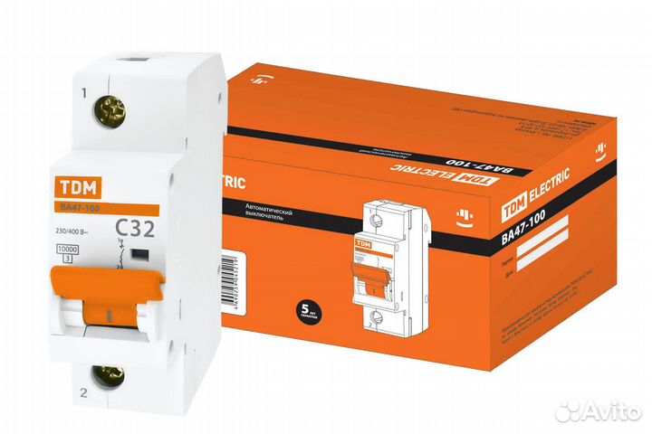 Авт. выкл. ва47-100 1Р 32А 10кА х-ка С TDM