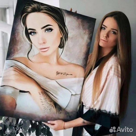 Портрет по фото на холсте