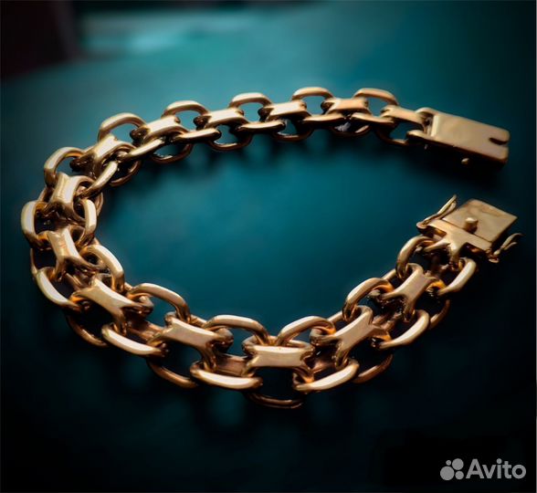 Золотой браслет 585 пробы 60 грамм двойной якорь