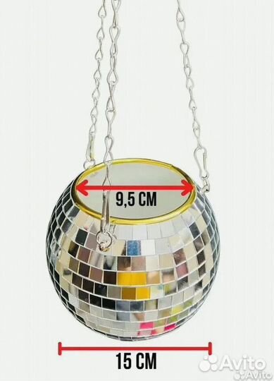 Кашпо из диско шара / кашпо из зеркальной мозаики