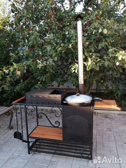 Мангал с печью под казан