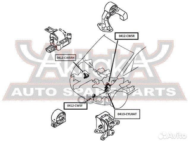Подушка двигателя зад прав/лев mitsubishi