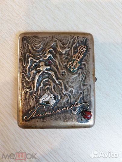 Портсигар, 19 век. серебро, золото, драг.камни