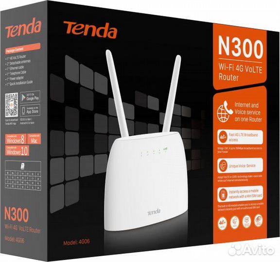 Tenda 4G03 Wi-Fi роутер, 3G/4G, 150 Мбит/с, Wi-Fi