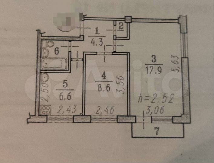 2-к. квартира, 43 м², 5/5 эт.