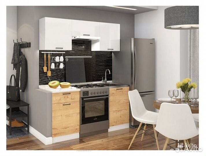 Кухонный гарнитур Дуся 2 белый бриллиант