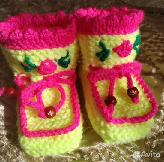 Пинетки для девочки вязанные