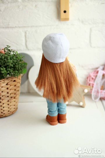 Интерьерная кукла ручной работы В джинсиках