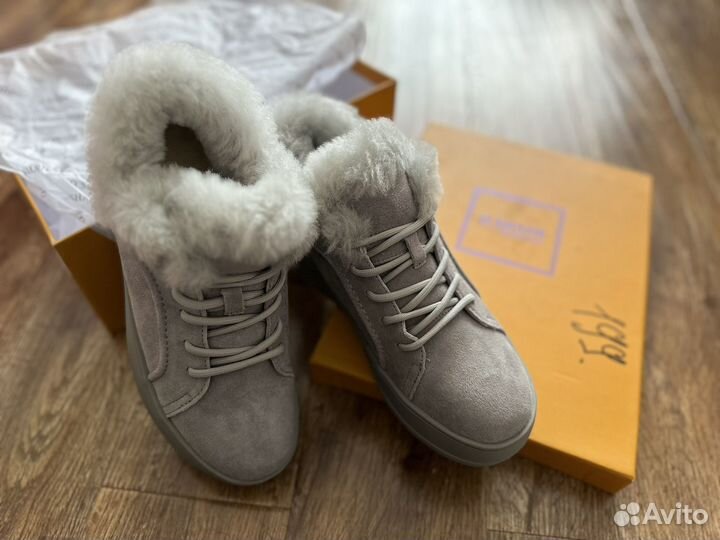 Ботинки кеды зима замшевые 40