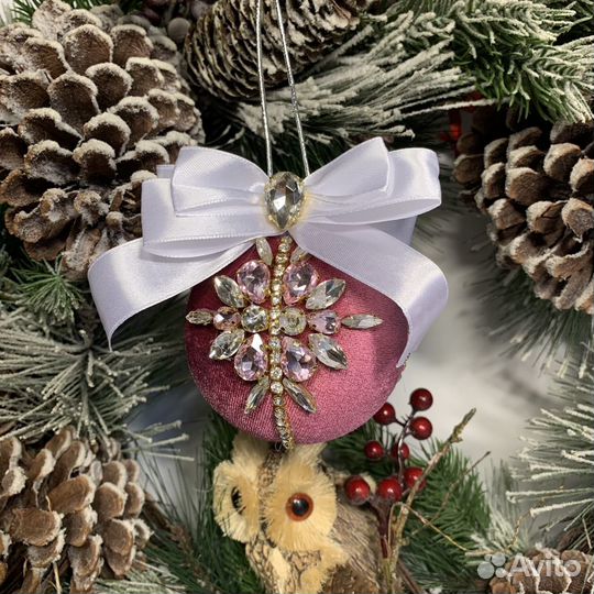 Новогодние шарики ручной работы, набор 4 шт