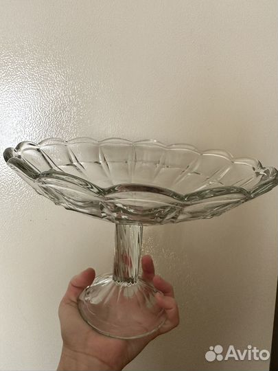 Ваза для фруктов на ножке СССР хрусталь