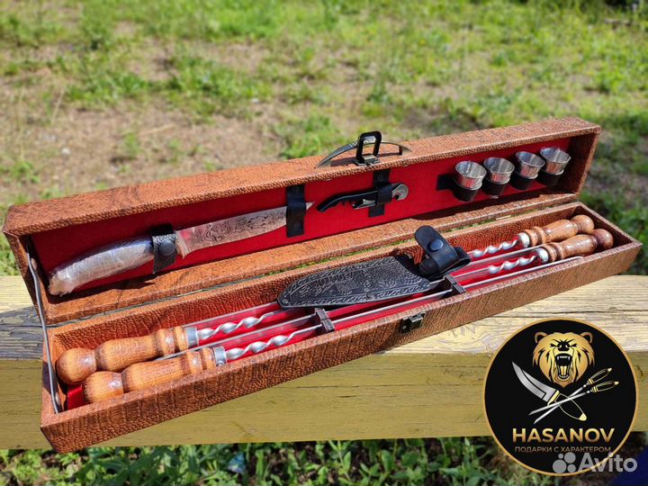 Подарочный шашлычный набор шампуров для пикника