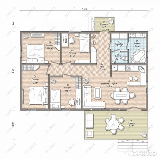 Дом 100 м2 на участке 6 соток