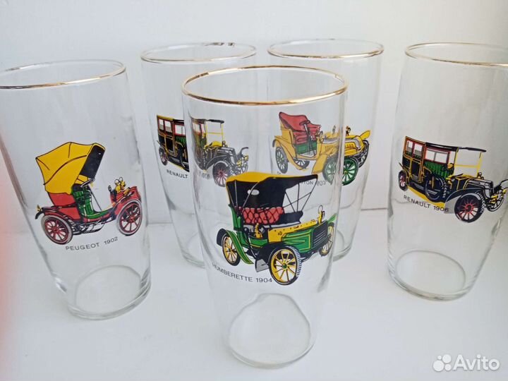 Стаканы бокалы Чехия 350 мл золотая кайма