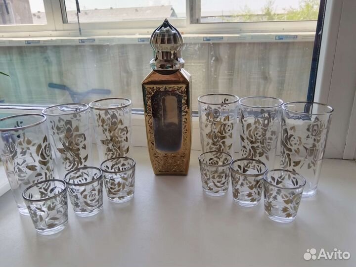 Графин со стаканами богемия