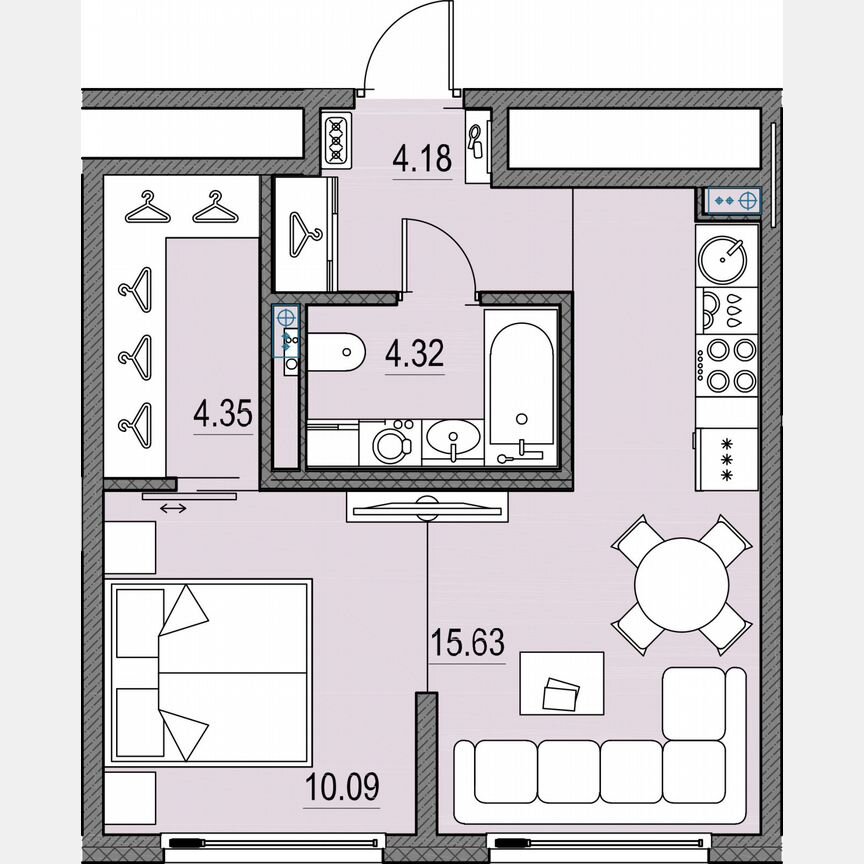 1-к. квартира, 38,6 м², 13/17 эт.