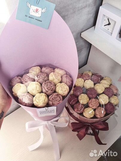 Шоколадные розы пионы съедобный букет