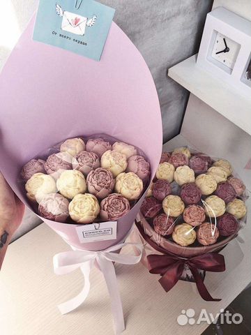 Шоколадные розы пионы съедобный букет