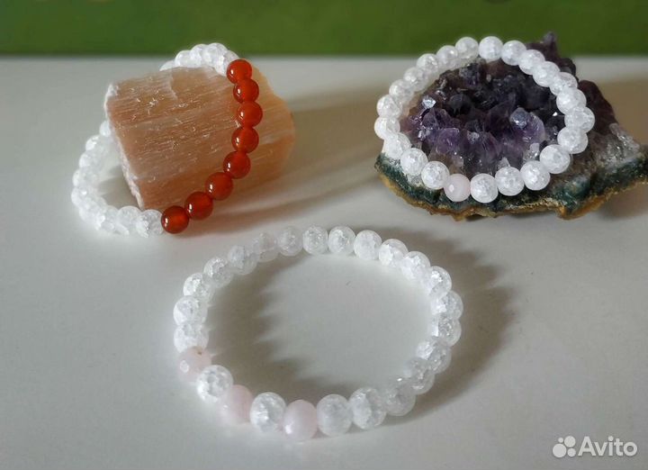 Новый детский браслет из камня белый