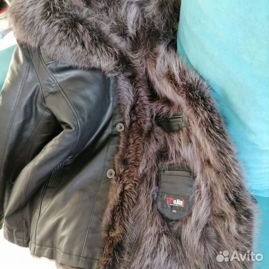 Кожаная куртка зимняя мужская с капюшоном