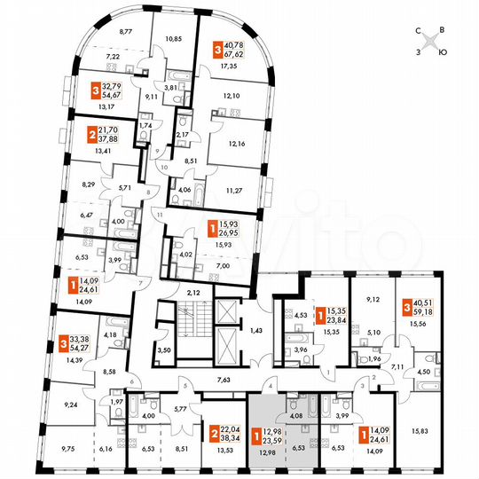 1-к. апартаменты, 23,6 м², 15/15 эт.