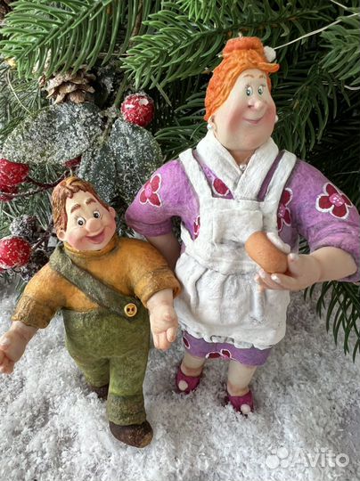 Карлсон и Фрекен Бок ёлочные ватные игрушки