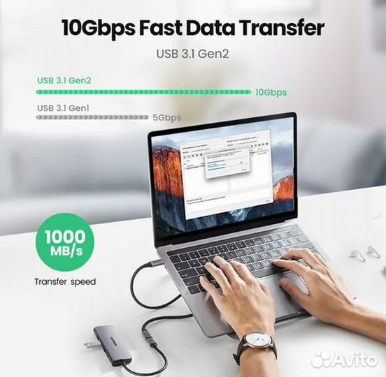 Кабель ugreen US372 (80810) 0.5 м черный USB-C 3