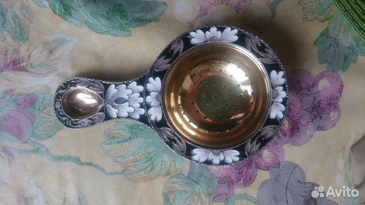 Ситечко серебро 916 эмаль Новое