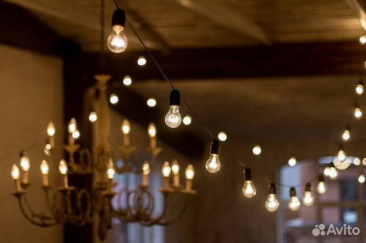 Гирлянда уличная ретро лампы